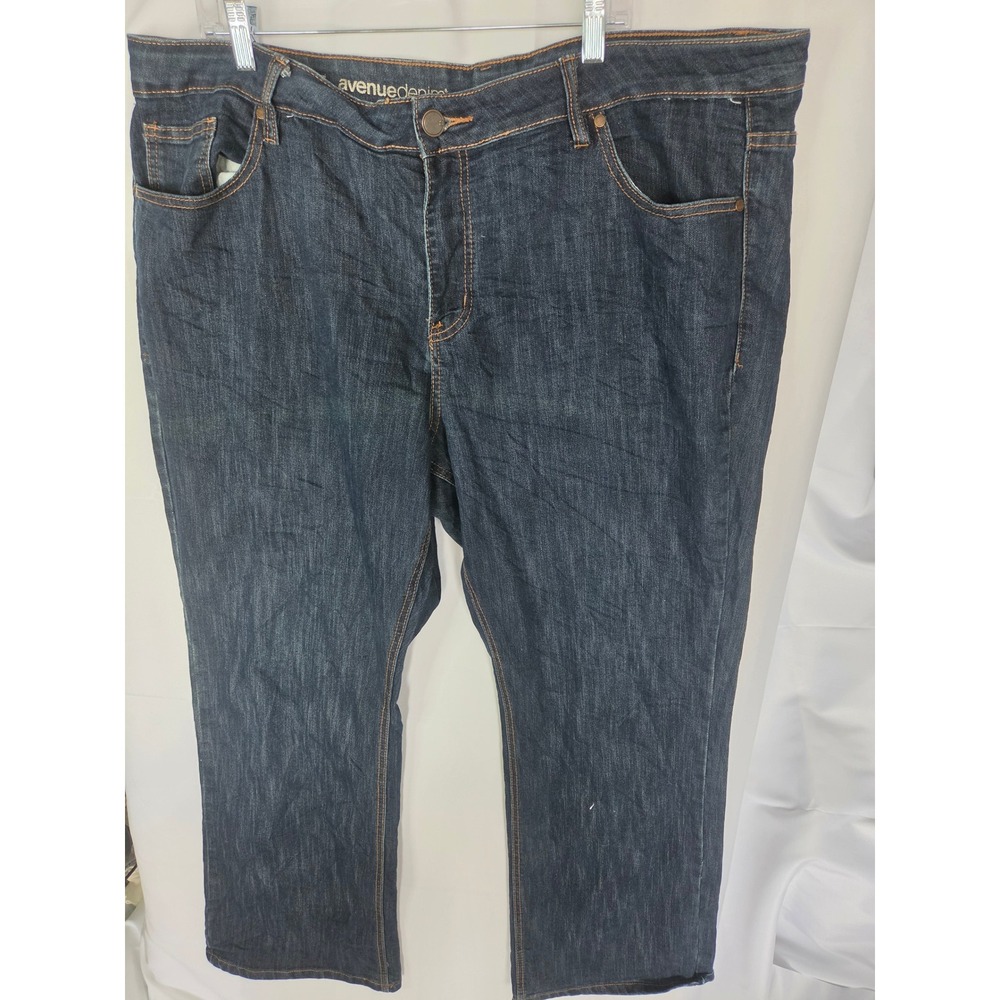 Avenue Denim Dark Wash Straight Leg Jeans